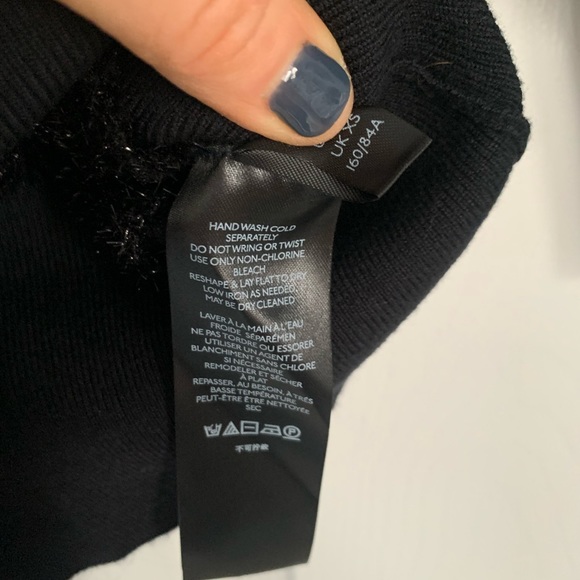 Anthropologie NWT Maeve Black Sparkle Dolman, Cropped, Puff Sleeve Top XS - Picture 5 of 8